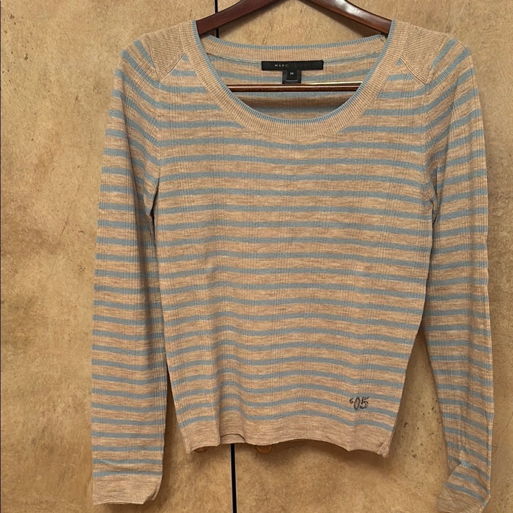 Blue and Tan Striped Sweater by Marc Jacobs. Size M